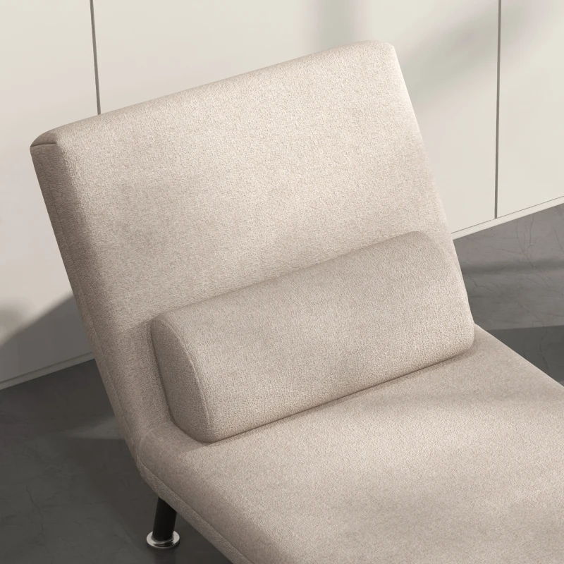 HOMCOM Sofá Cama Individual Plegable con Respaldo Ajustable de 5 Niveles Cojín y Tapizado de Lino Sintético 75x70x75 cm Beige
