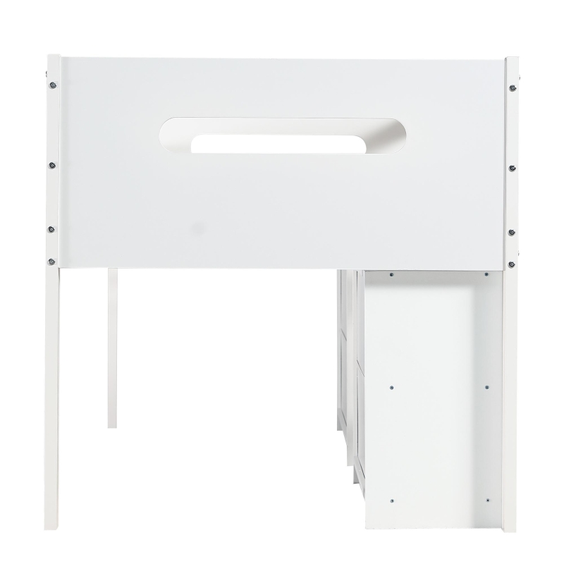3ft Storage Bed with 2 Drawers and Compartments, Pine and Particle Board, for Children's Room - White