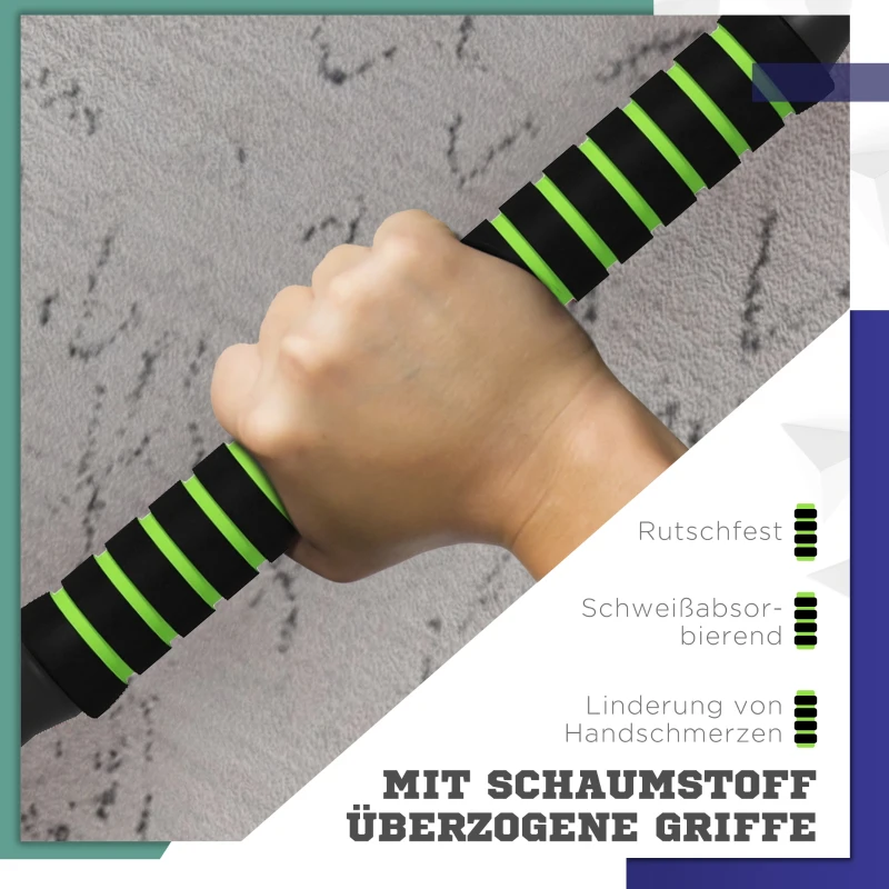 SPORTNOW Zestaw Hantli 4w1 20 kg - regulowana krótka sztanga & sztanga Kettlebell z uchwytami do pompek Zielony