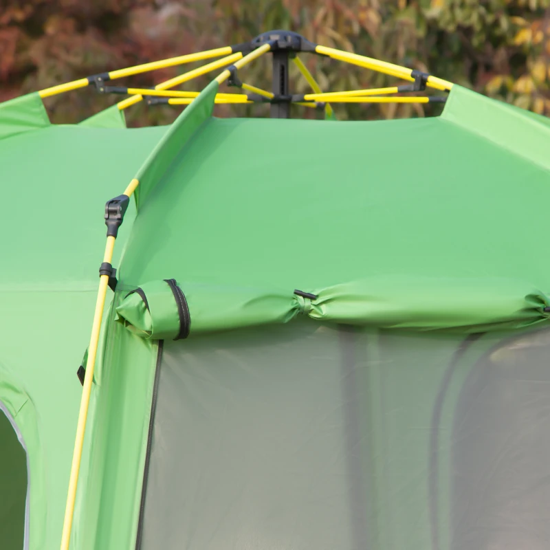 Outsunny Camping Zelt 6 Personen Zelt Familienzelt Kuppelzelt Kunstleder2000mm einfache Einrichtung für Familien Trekking Festival Stahl Glasfaser Grün 320 x 320 x 180 cm