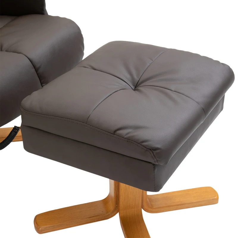 HOMCOM Relaxsessel mit Liegefunktion Massagesessel mit Fußhocker Fernsehsessel TV Sessel 145°-Neigung Liegesessel Ergonomischer Stuhl mit 10 Vibrationpunkte Kunstleder Braun 80 x 86 x 99 cm