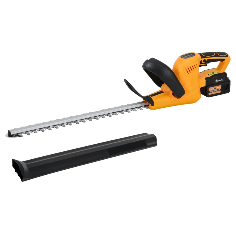 Outsunny 20" Cordless Hedge Trimmer, 18V Electric Hedge Cutter with 51cm Dual Action Blade, 2 x 4000mAh Batteries and Brushless Motor for Garden Branches, Shrubs, Twigs, Orange