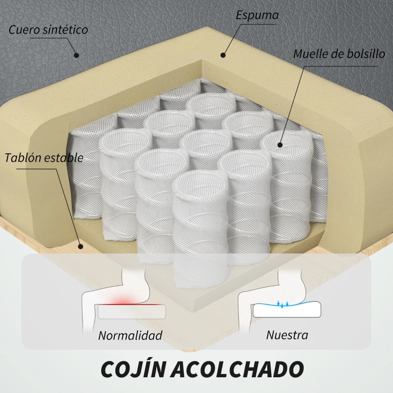 HOMCOM Silla de Oficina con Masaje Calor Lumbar Altura Ajustable e Inclinación Tapizada en Cuero Sintético 66x72x113-121cm Gris