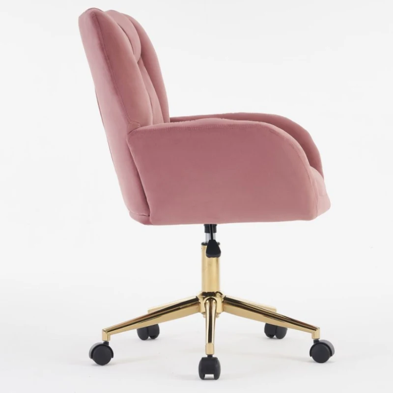 Height-Adjustable Velvet Swivel Office Chair with Universal Wheels, Metal Base, Ideal for Indoor Office Spaces, 64L x 62W x 92.5-99H cm, Pink