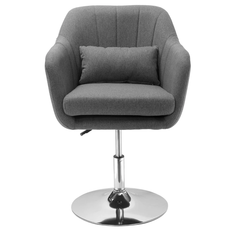 HOMCOM Drehstuhl, höhenverstellbarer Bürostuhl, leinenartiges Polyester, Metall, 60 x 60 x 79-91 cm, Dunkelgrau