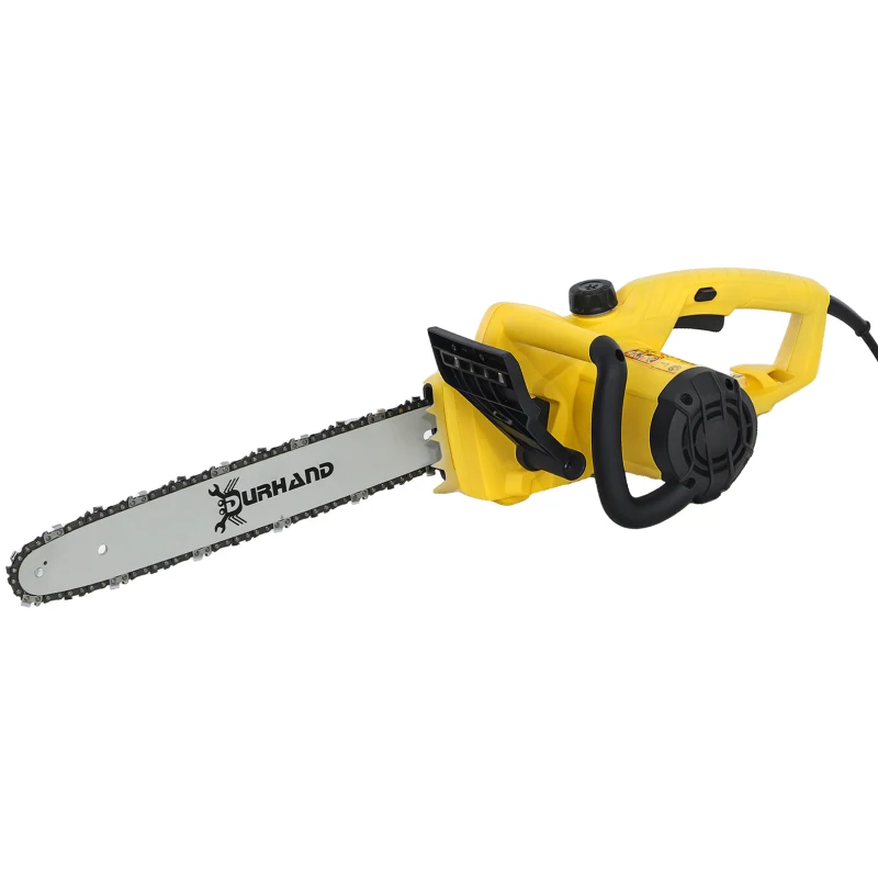 DURHAND 2000W Powerful Electric Chainsaw, 16" Aluminium Blade Portable Corded Chain Saw, 7250rpm Chain Saw for Garden Tree Pruning, 13m/s Chain Speed Auto Chain Lubrication to Cut Wood, Yellow