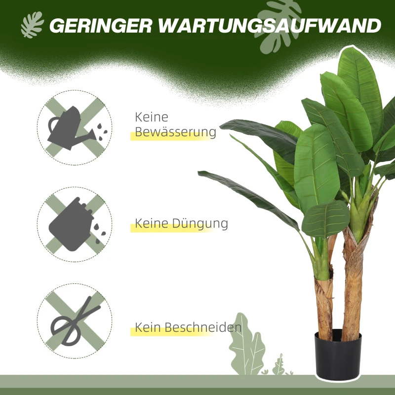 HOMCOM Kunstpflanze, künstlicher Baum, 2er-Set, natürlicher Look, Kunststoff, Topf, Grün