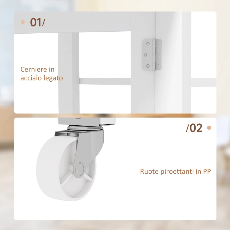 HOMCOM Tavolo Pieghevole Pranzo con 2 Ribalte e Ripiani Espandibile per 4 Persone, 120x60x75 cm, Bianco