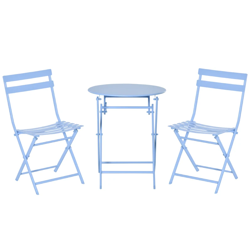 Outsunny Bistroset für 2 Personen Balkonmöbel Set patio Hof Garten Hellblau