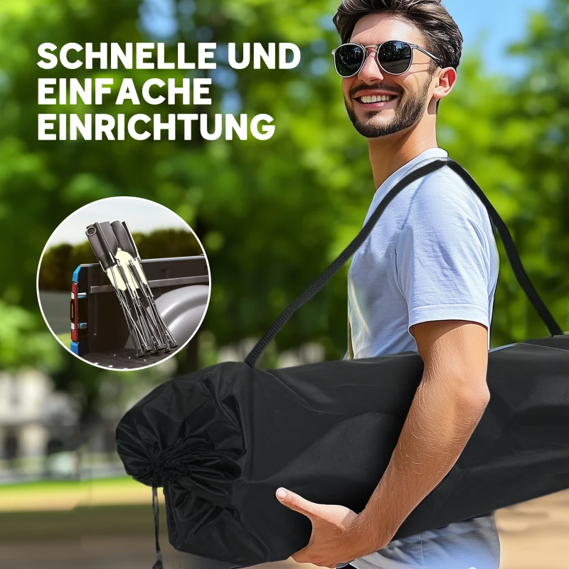 Outsunny Składane krzesło dla 2 osób z uchwytami na napoje i torbą, do 250kg, Khaki