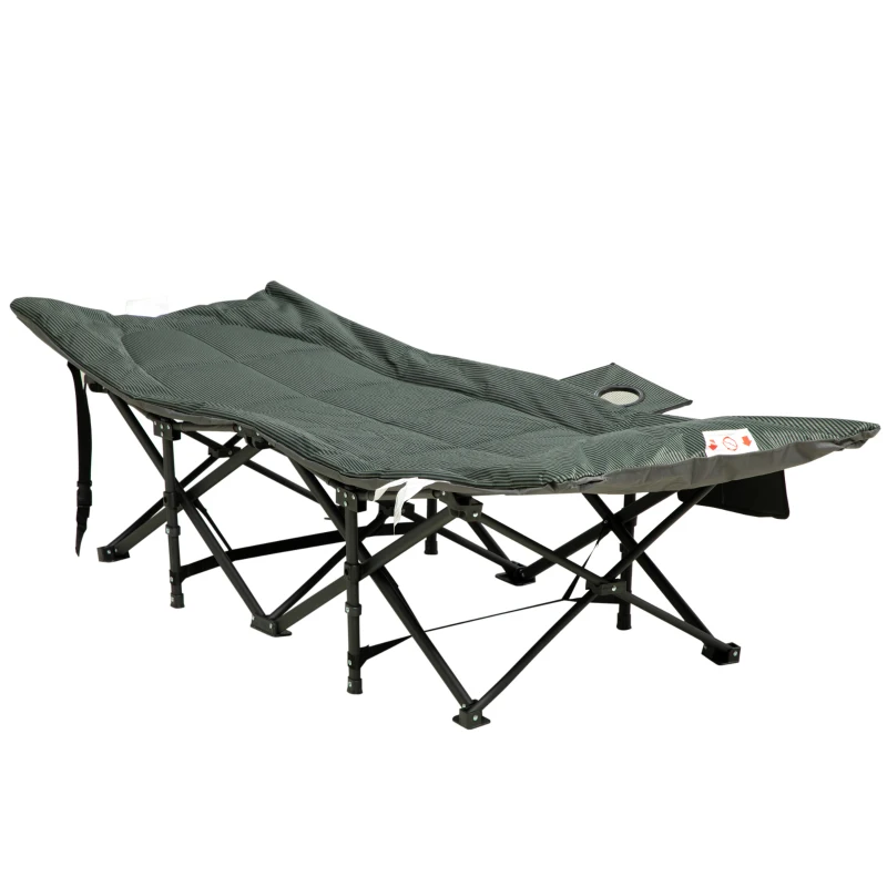 Outsunny Sonnenliege, klappbar, neigbare Rückenlehne, mit Becherhalter, bis 120 kg, 68 x 186 x 48 cm, Grau