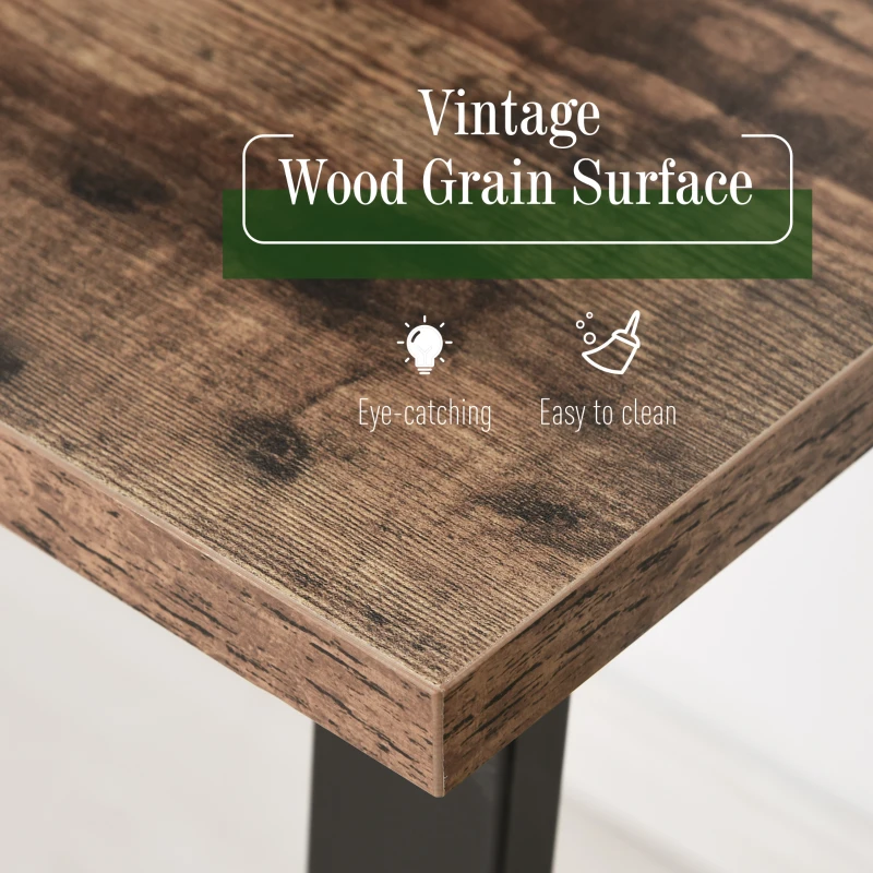 HOMCOM Computer Table, Writing Desk with Steel Frame and Wood Top, Industrial Home Study Table, 115 x 58 x 74.5cm, Rustic Brown and Black