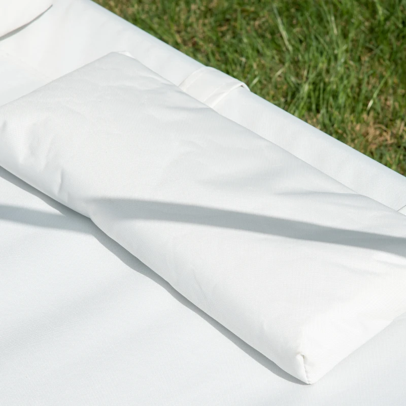 Outsunny® Doppelliege Sonnenliege 2er-Gartenliege  rollbar mit Dach Stahl Cremeweiß