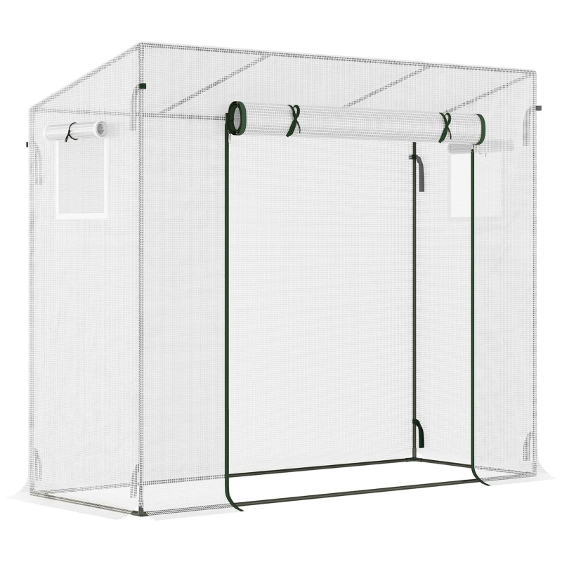 Outsunny Serre de Jardin Anti-UV 2 fenêtres moustiquaires + Barres renforcement 200 x 76 x 168 cm Acier PE blanc