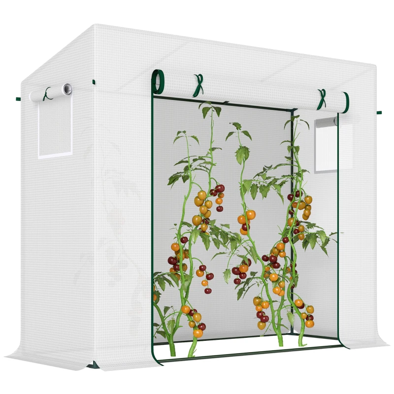 Outsunny Invernadero de Exterior con Ventanas y Marco de Acero Invernadero para Cultivar Tomates Flores 200x76x168 cm Blanco