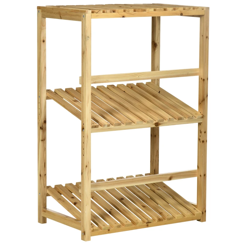 Outsunny Regal für Getränkekisten Kistenständer bis 4 Kisten Naturholz 2 Etagen 74 x 45 x 111 cm
