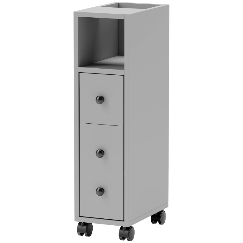 kleankin Slimline Bathroom Storage Cabinet - Grey