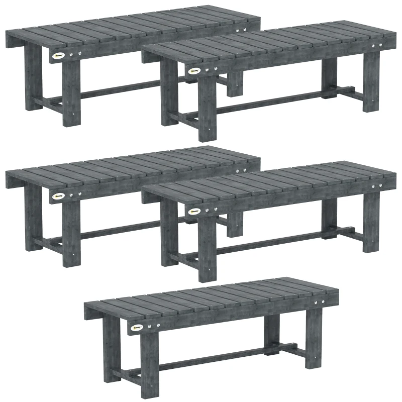 Outsunny 2-Seater Garden Wooden Bench, Grey