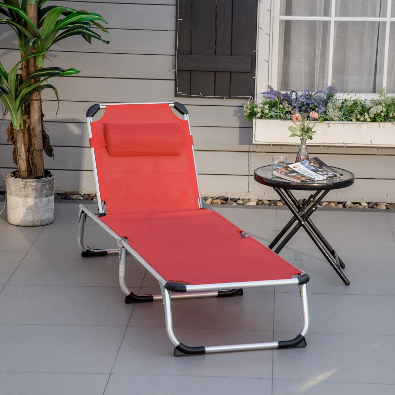 Outsunny ligbed opvouwbaar rood 170 x 60 x 76 cm