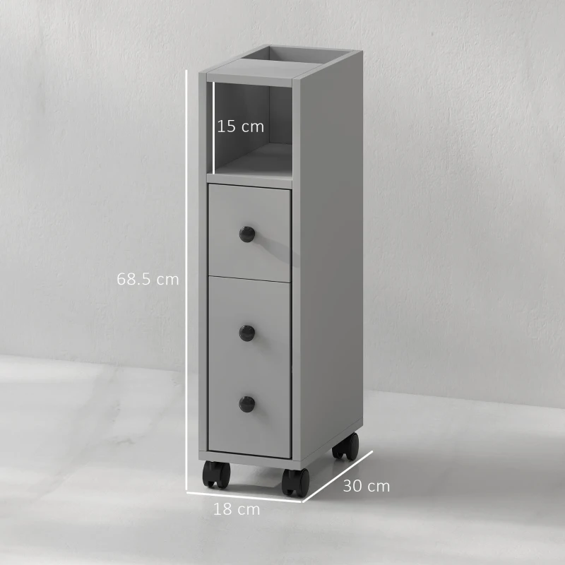 kleankin Slimline Bathroom Storage Cabinet - Grey