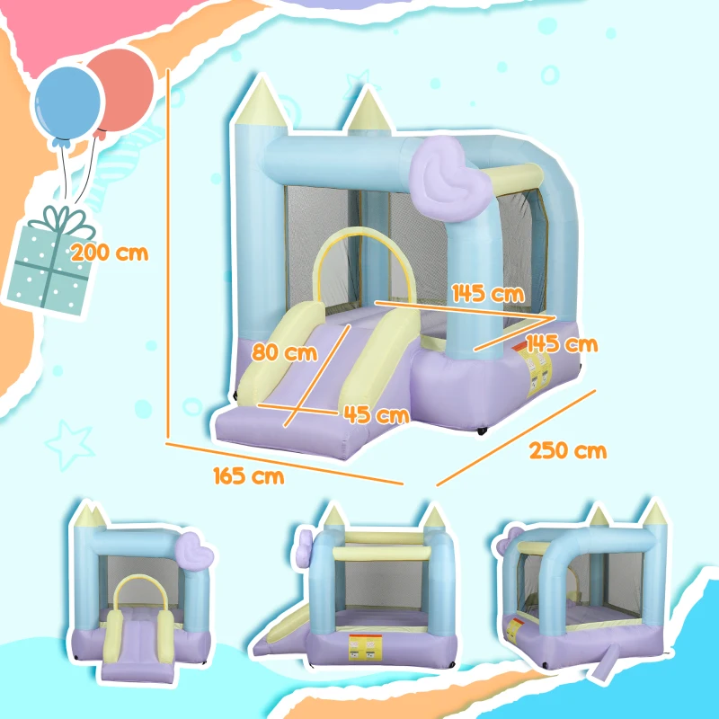 AIYAPLAY Castel Gonflabil pentru Copii 3-8 Ani cu Tobogan și Kit de Reparații, 250x165x200 cm, Multicolor(m-3)