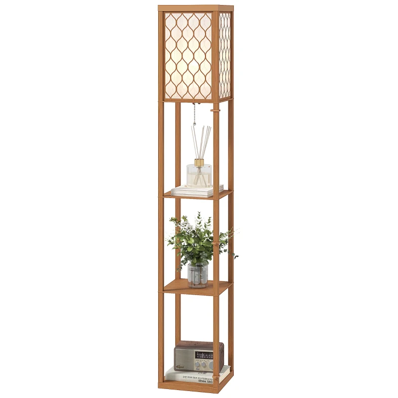 HOMCOM Three-Shelf Standing Lamp - Natural
