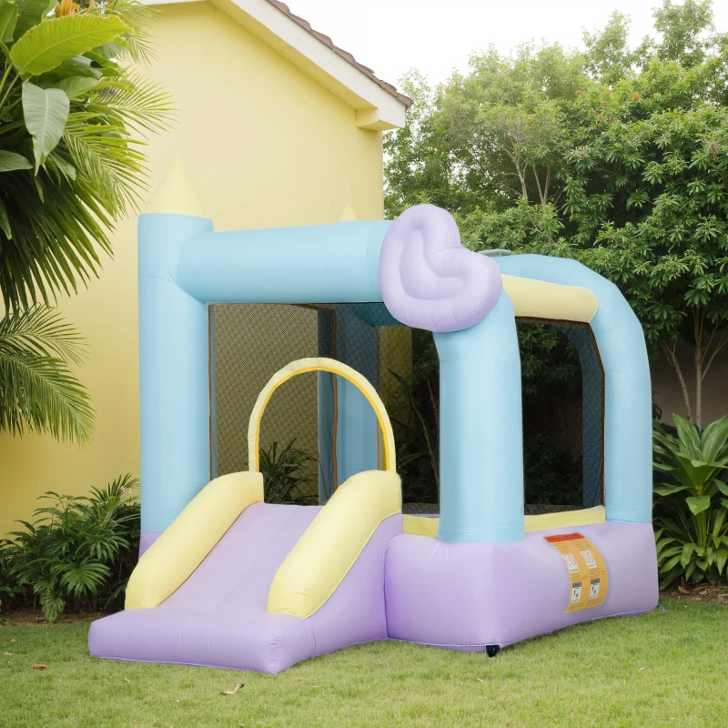 AIYAPLAY Castillo Hinchable con Tobogán Inflador y Bolsa de Transporte Estacas y Parches de Reparación Diseño Multicolor