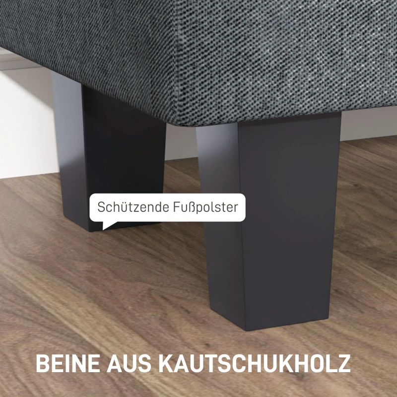 HOMCOM Stauraum-Polsterbank in Leinenoptik, mit Kautschukholzbeinen, für Wohnzimmer, Schlafzimmer, Flur, Dunkelgrau(m-7)