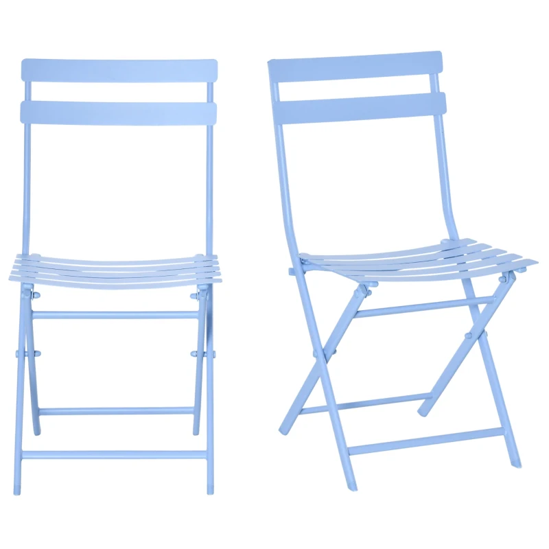 Outsunny Bistroset für 2 Personen Balkonmöbel Set patio Hof Garten Hellblau