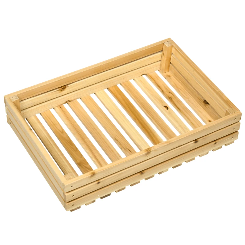 Outsunny Gemüsehorde mit 5 Regalen, Obstkiste, Gemüsekiste, wetterbeständig, 4 Rollen, 73 cm x 45 cm x 91 cm, Natur