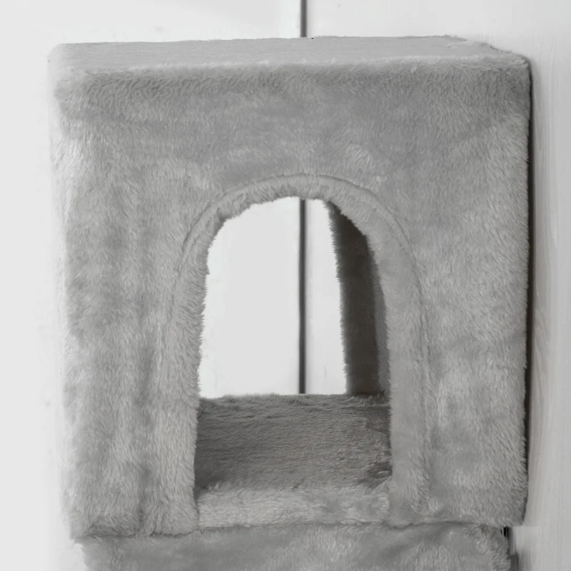 PawHut Juego de Escalada para Gatos de Pared de 6 Piezas con Condominio Plataforma Hamaca Escaleras y Tabla de Rascar Gris