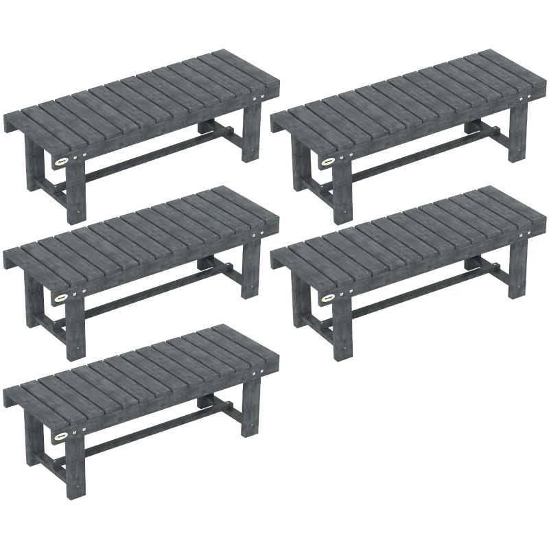 Outsunny 2-Seater Garden Wooden Bench, Grey