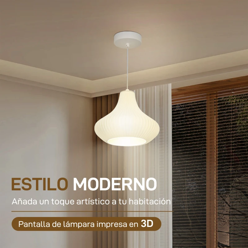 HOMCOM Lámpara de Techo LED Moderna Ø22x18 cm con Pantalla de Impresión 3D Luz Cálida de 3000K para Salón Dormitorio o Cocina