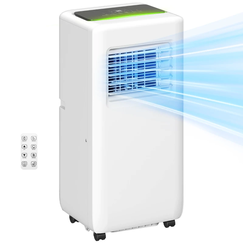 HOMCOM Przenośna klimatyzacja, różne ustawienia, wyświetlacz LED, timer, koła, Biały