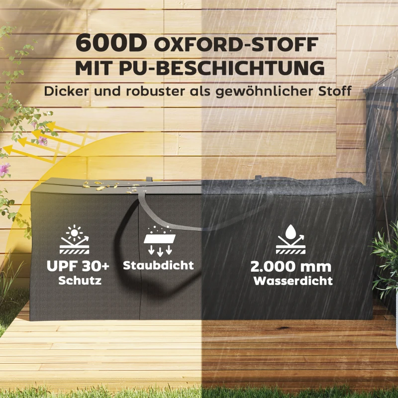 Outsunny Aufbewahrungstasche Gartenpolster, Auflagentasche, Schutzhülle mit Tragegriff Reißverschluss 200x60x75 cm, Schwarz