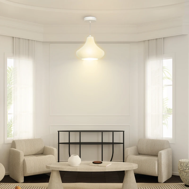 HOMCOM Lámpara de Techo LED Moderna Ø22x18 cm con Pantalla de Impresión 3D Luz Cálida de 3000K para Salón Dormitorio o Cocina