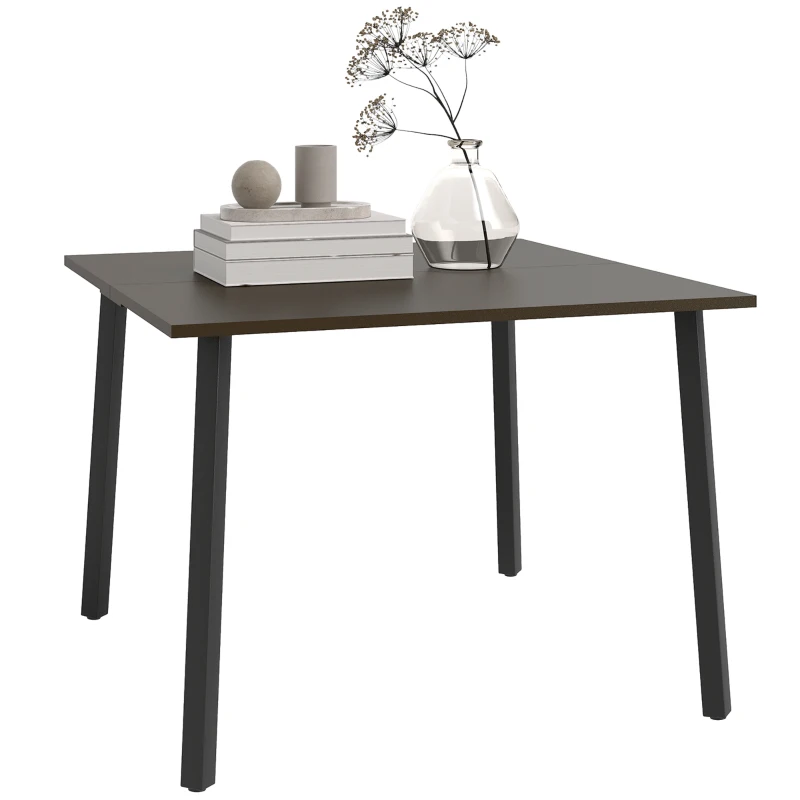 Outsunny Outdoor Esstisch mit Schirmloch, Metallgestell, 100x100x72 cm, Braun/Schwarz