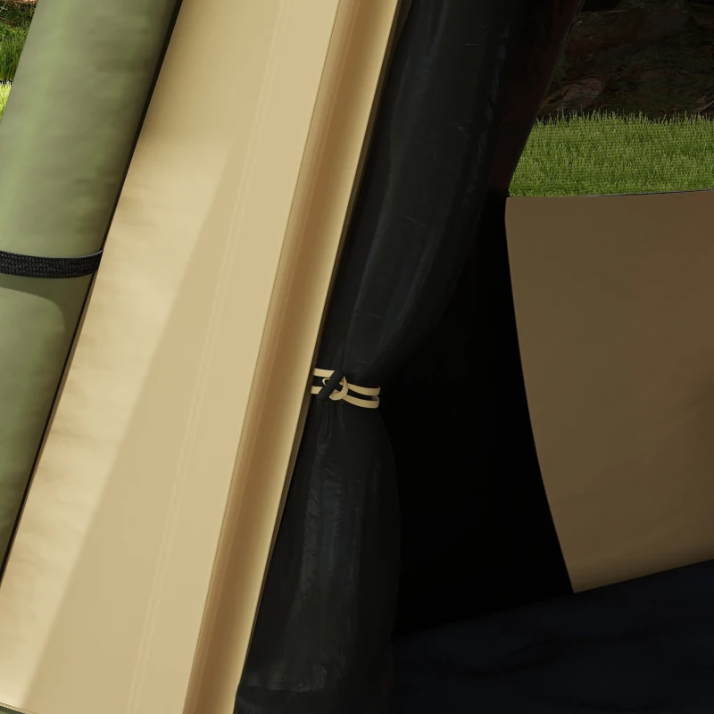 Outsunny Inflatable Camping Tent w/ Hand Pump, Easy Setup 1/2 Person Blow Up Tent Waterproof 190T Taffeta w/ Mesh Windows, Doors and Carry Bag, Brown