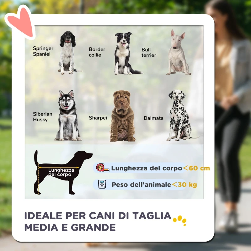 PawHut Passeggino per Cani Pieghevole con Ingressi a Cerniera e Finestre a Rete, 112x65x100 cm, Grigio Scuro e Nero