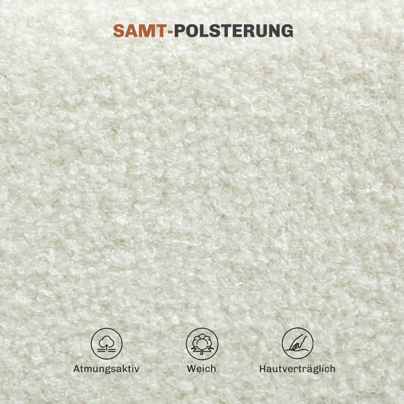 HOMCOM Set van 4 Eetkamerstoelen in Zachte Stof, Stalen Poten, Armloos Ontwerp, Wit