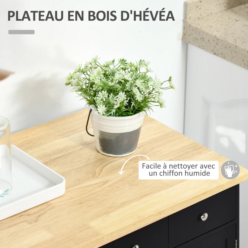 HOMCOM Meuble de rangement buffet salon avec placards, 2 tiroirs et étagères réglables, 68x40,3x85cm, noir et bois naturel