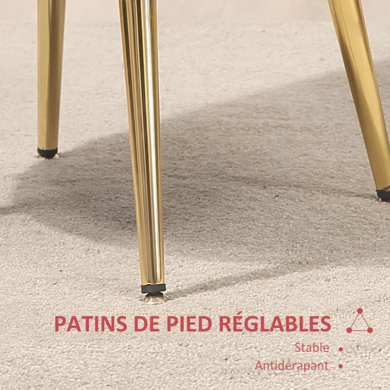 HOMCOM Fauteuil salon fauteuil en velours fauteuil coquillage avec pieds en métal doré pour chambre à coucher, rouge