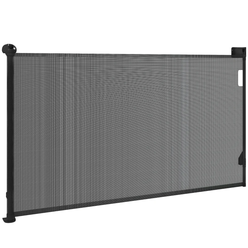 PawHut Barreira para Cães Retrátil 0-144 cm  para Cães Pequenos Barreira de Segurança para Animais de Estimação com Fecho Preto
