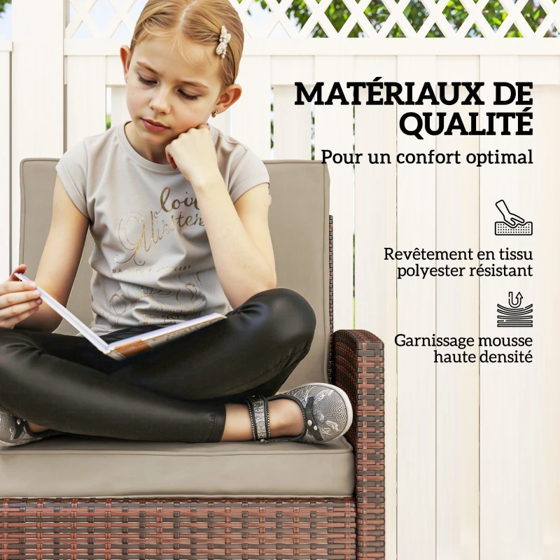 Outsunny Lot de 2 coussins de chaise coussins d'assise déhoussables coussins matelassé rembourré mousse polyester kaki