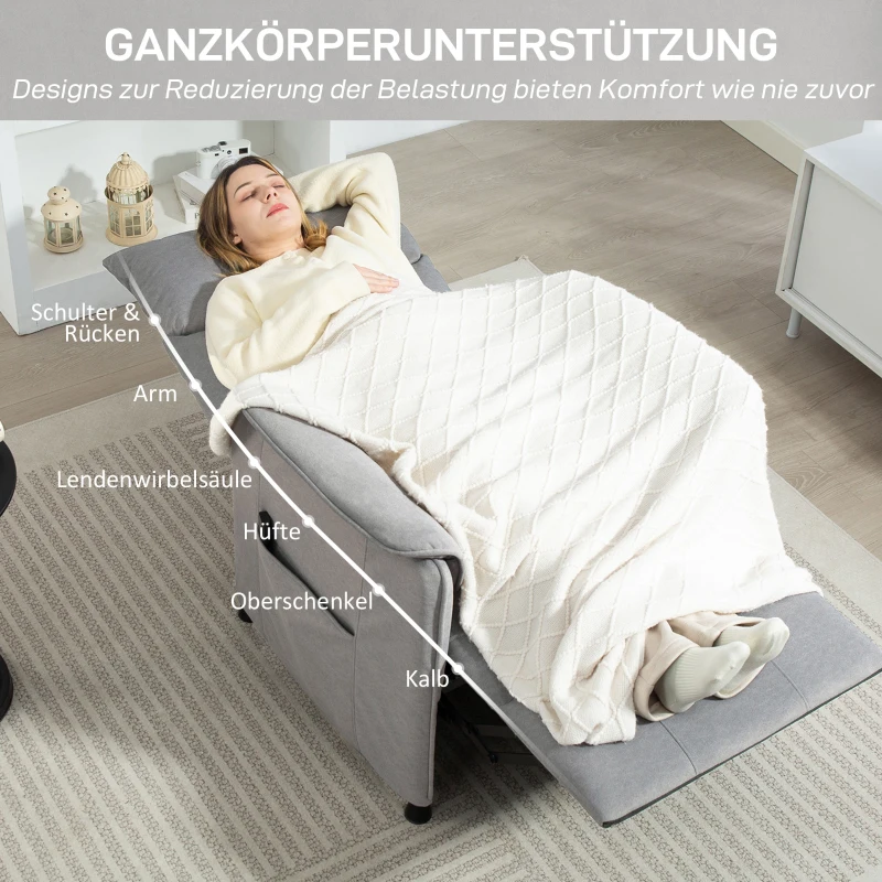 HOMCOM Relaxsessel mit leisem Motor, Polstersessel mit robusten Stoffbezug, Memory-Funktion, anpassbare Fußstütze, Grau(m-9)