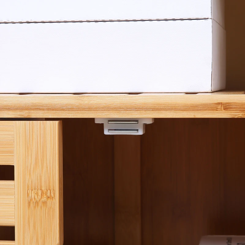 HOMCOM Aparador para Salón de Bambú con 3 Puertas Ranuradas Estantes para Comedor Cocina Entrada Natural 100x35x82 cm