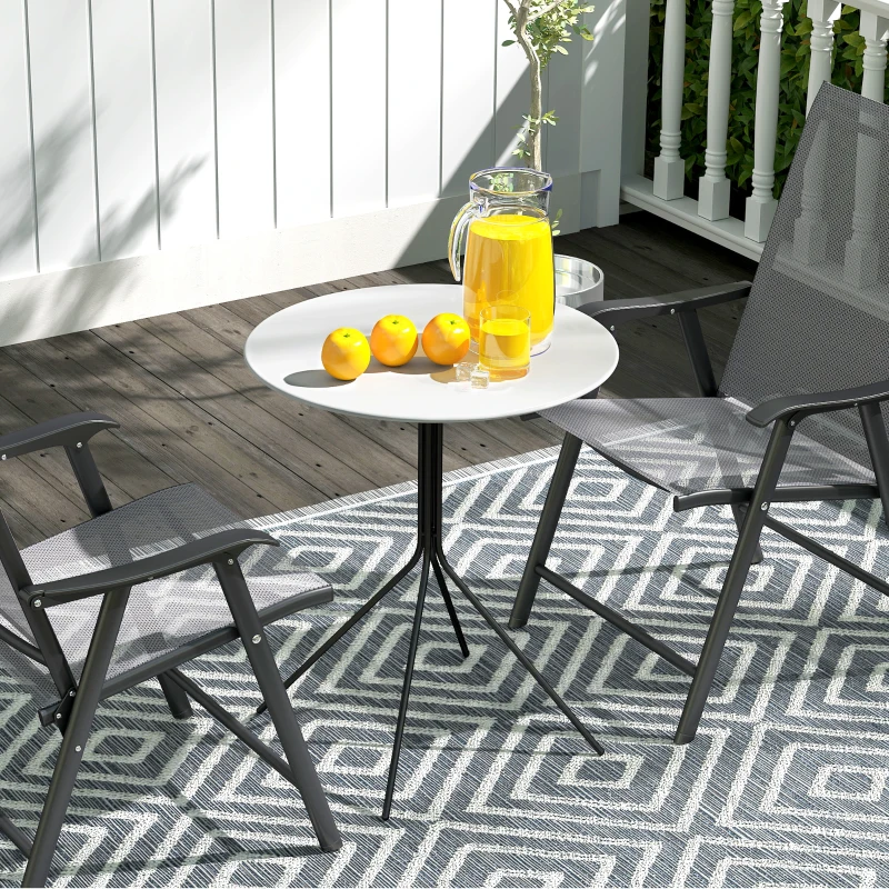Outsunny Table de jardin ronde Ø 60 cm, table de terrasse cadre en acier, pour intérieur et extérieur, gris foncé