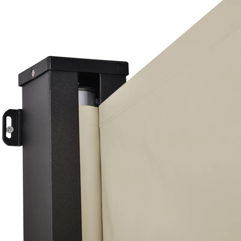 Outsunny Store latéral brise-vue rétractable 350 x 180 cm en aluminium protection solaire pour balcon, jardin, terrasse, beige
