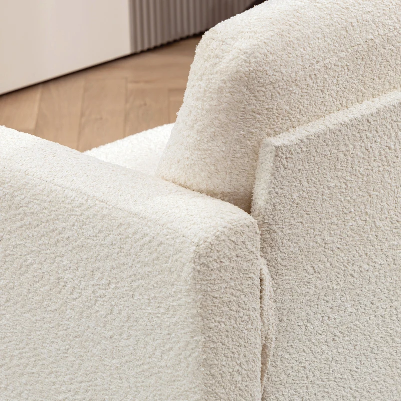 HOMCOM Canapé 2 places 120 cm avec coussins de dossier amovibles, tissu chenille pour salon, chambre, bureau, beige(m-9)