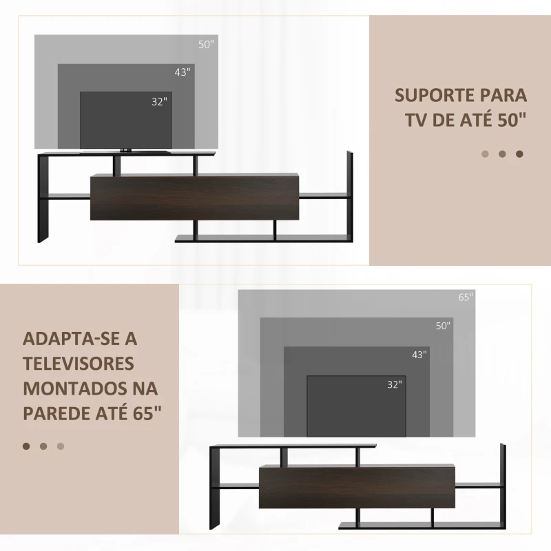 HOMCOM Móvel de TV Moderno Móvel para Televisores 153,6x25x42cm e Prateleira de Parede 150x14,5x16,3 cm Preto